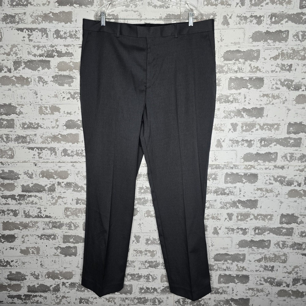 NEW Perry Ellis Dress Pants Mens 40x32 Gray‎ Flat Front Uncuffed Straight Leg
